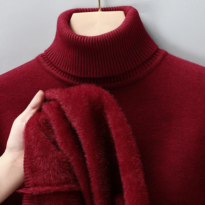 Men's Turtleneck Sweater Ribbed Hem