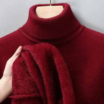 Men's Turtleneck Sweater Ribbed Hem