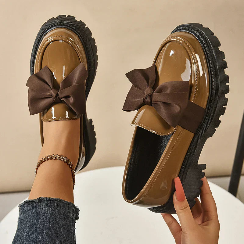 Comfortable Ladies Bow Detail Loafers Shoes