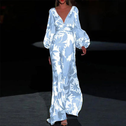 Women's Elegant Maxi Dress Flowy Evening Wear - VibreMode