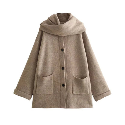 Women's Knit Coat With Scarf