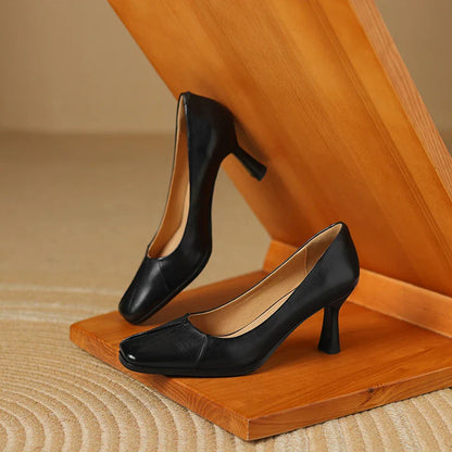 Brown Real Leather High Heels