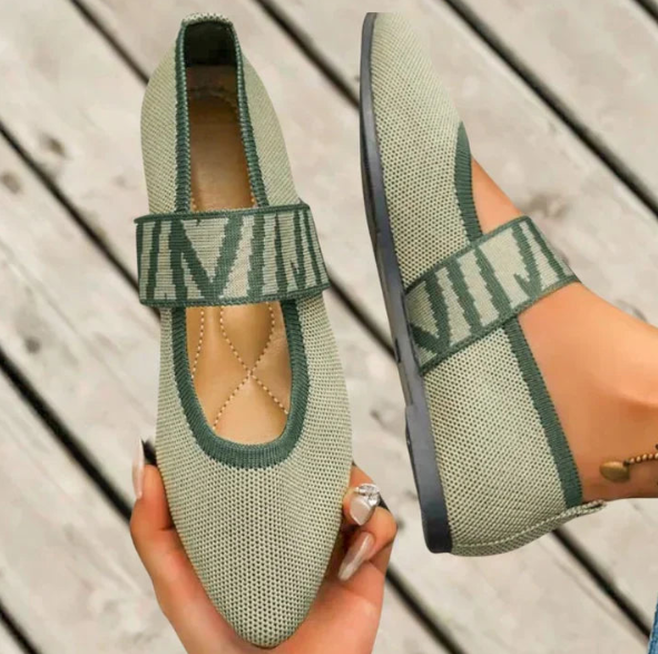 Women's Pointed Toe Ballet Flats Elastic Knit Upper