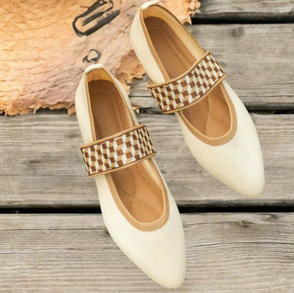 Women's Pointed Toe Ballet Flats Elastic Knit Upper