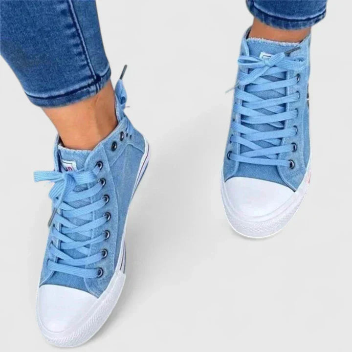 Women's Casual High Top Lace Sneakers with Zipper