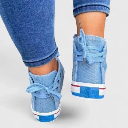 Women's Casual High Top Lace Sneakers with Zipper