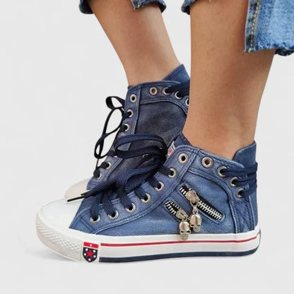 Fashionable Women's Blue High Top Sneakers