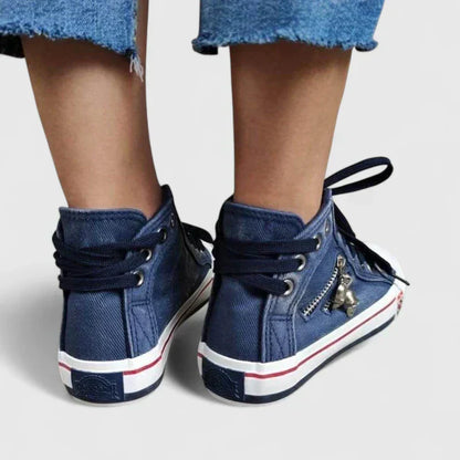 Women's Casual High Top Lace Sneakers with Zipper