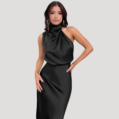 Elegant Ladies Formal High Neck Dress - VibreMode