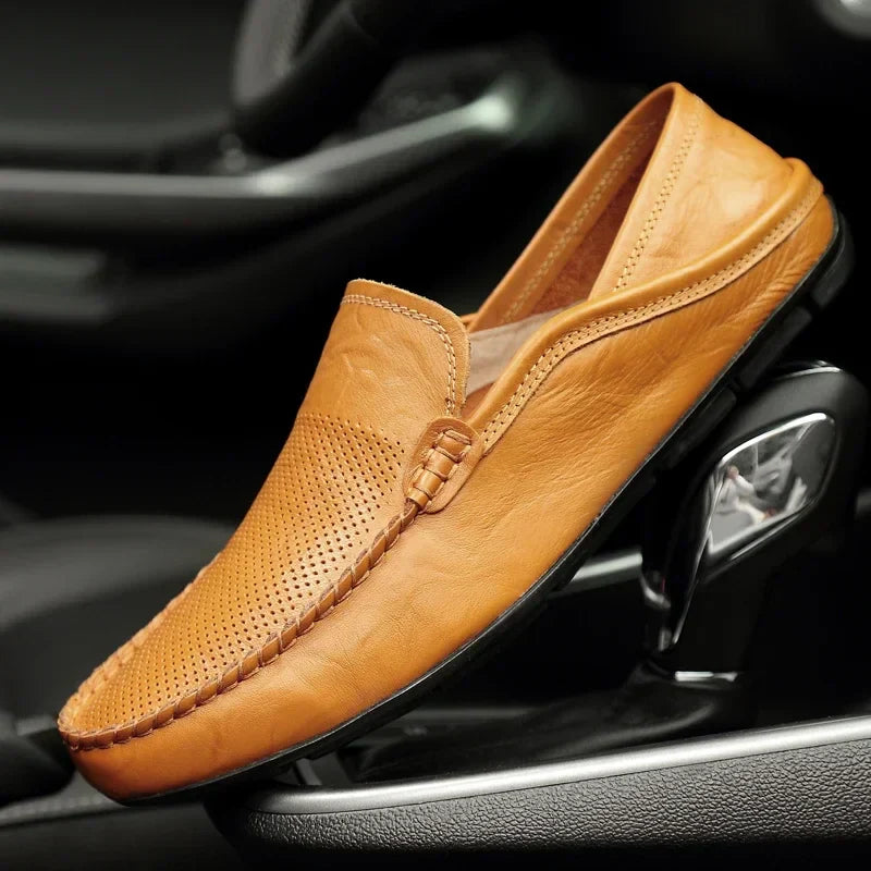 Comfortable Mens Leather Slip On Shoes - VibreMode