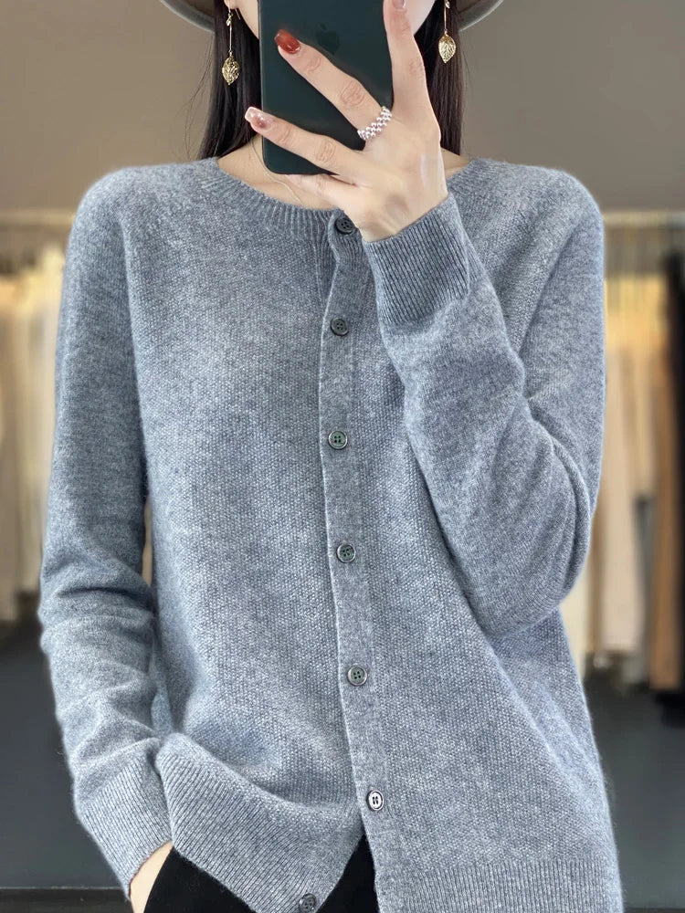 Women's Knitted Cardigan Round Neck