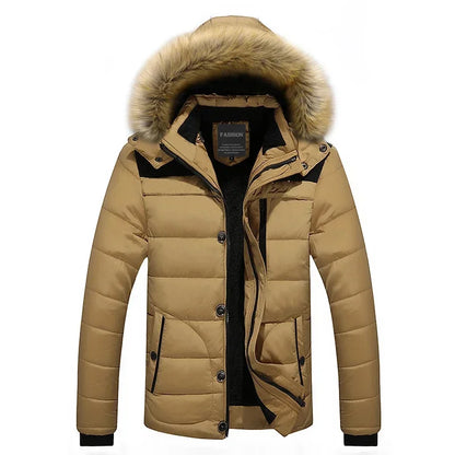 Men's Down Parka Wool Lined Warm Black