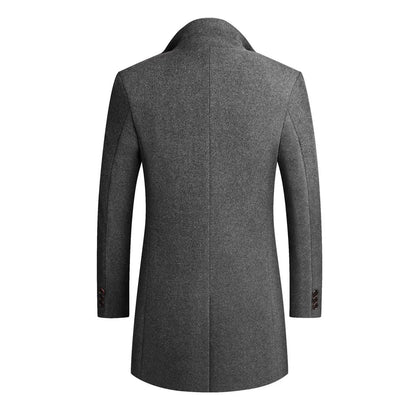 Men's Slim Fit Long Coat Classic Lapel Design