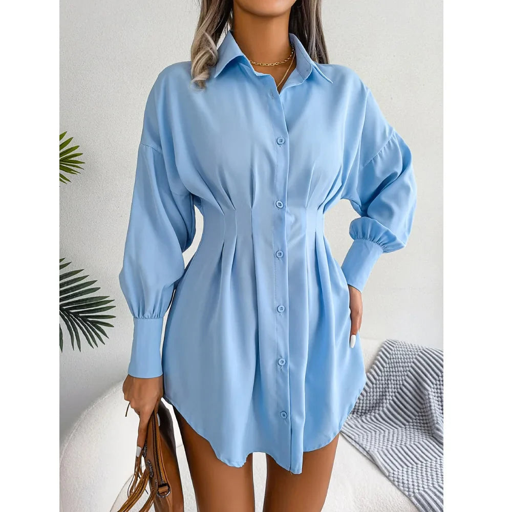 Women's Cinched Waist Shirt Dress