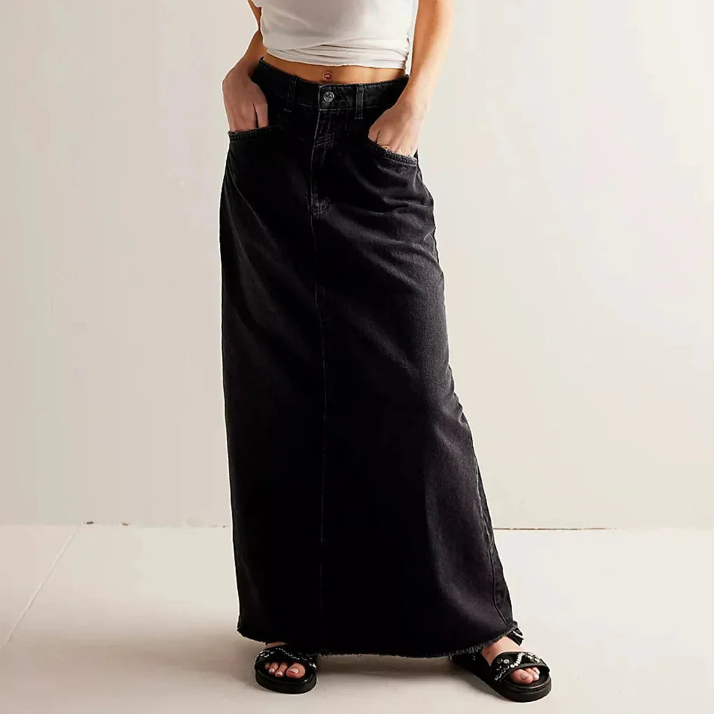 Women's High Waist Straight Denim Skirt