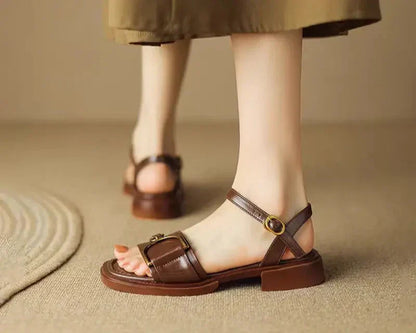 Strap Buckle Flat Sandals