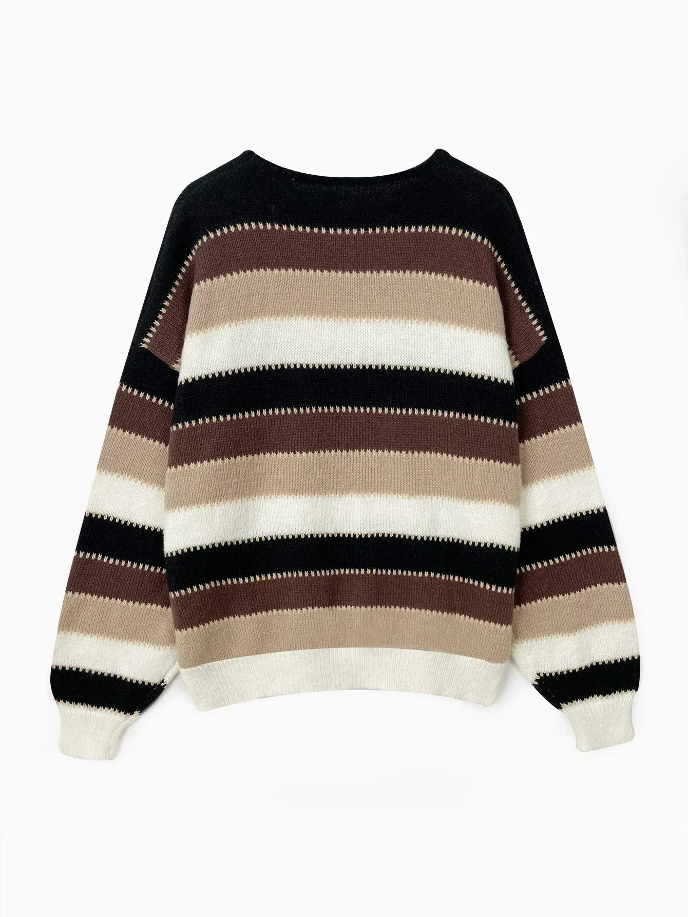 Women's Crew Neck Sweater Stripe Pattern