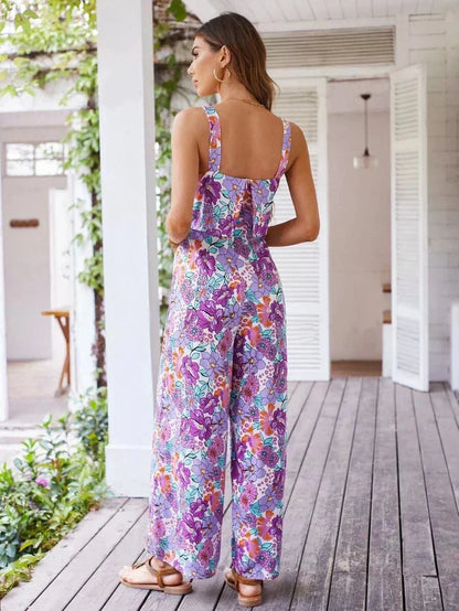Women's Summer Floral Wide Leg Romper