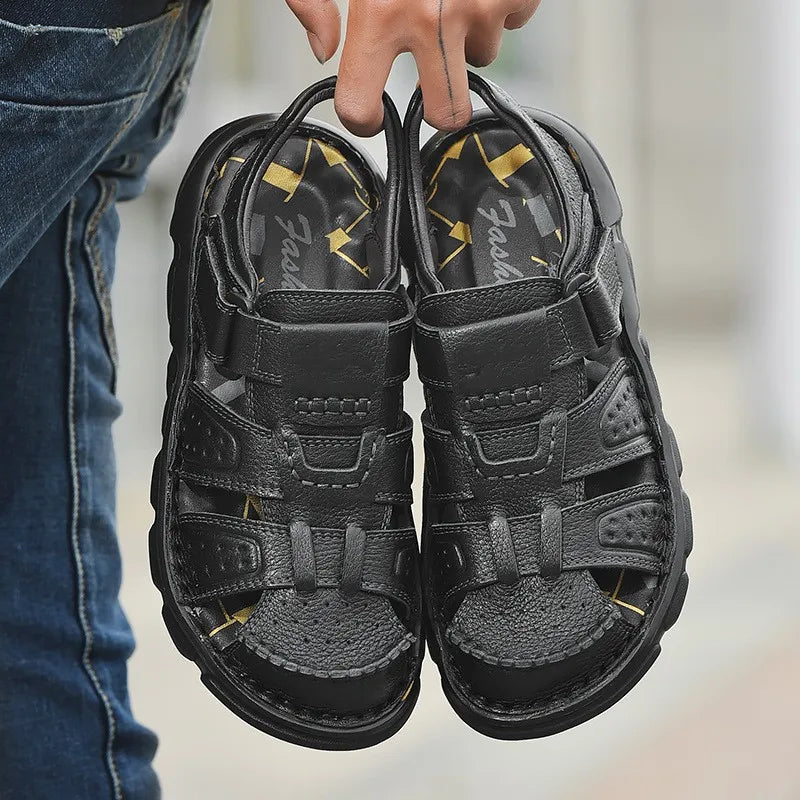 Authentic Brown Leather Summer Sandals