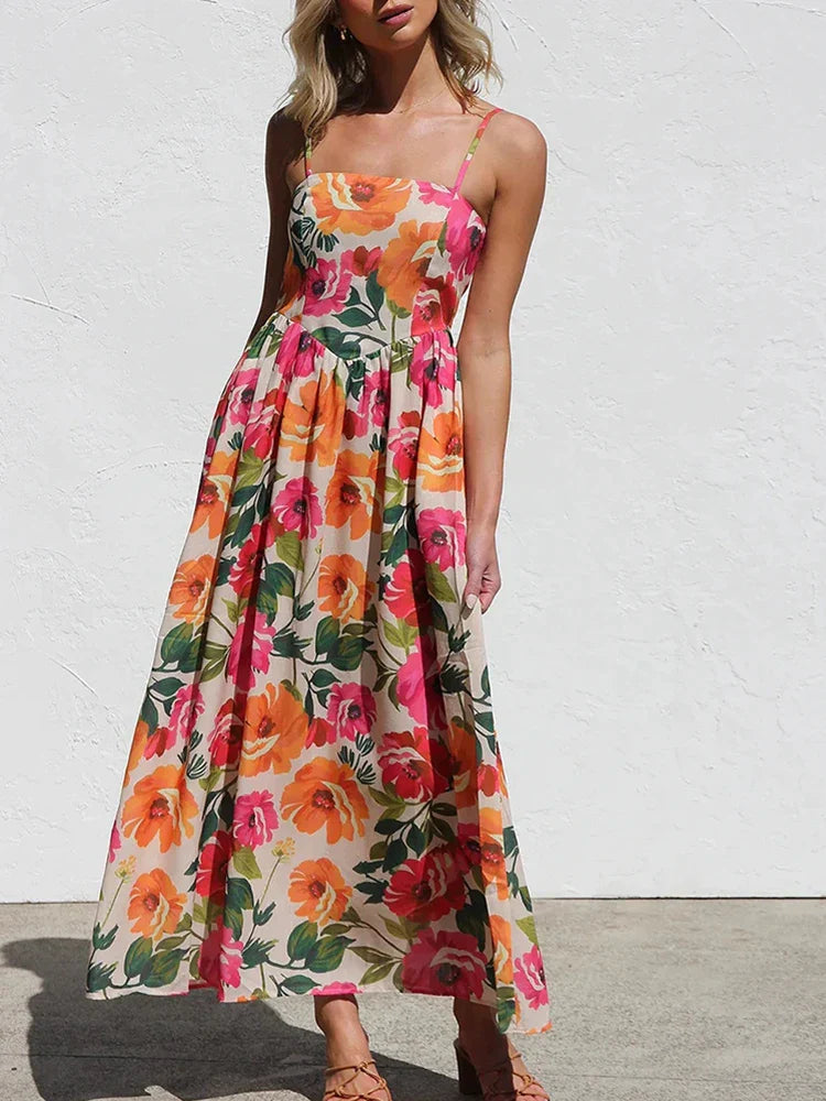 Elegant Floral Off Shoulder Maxi Dress