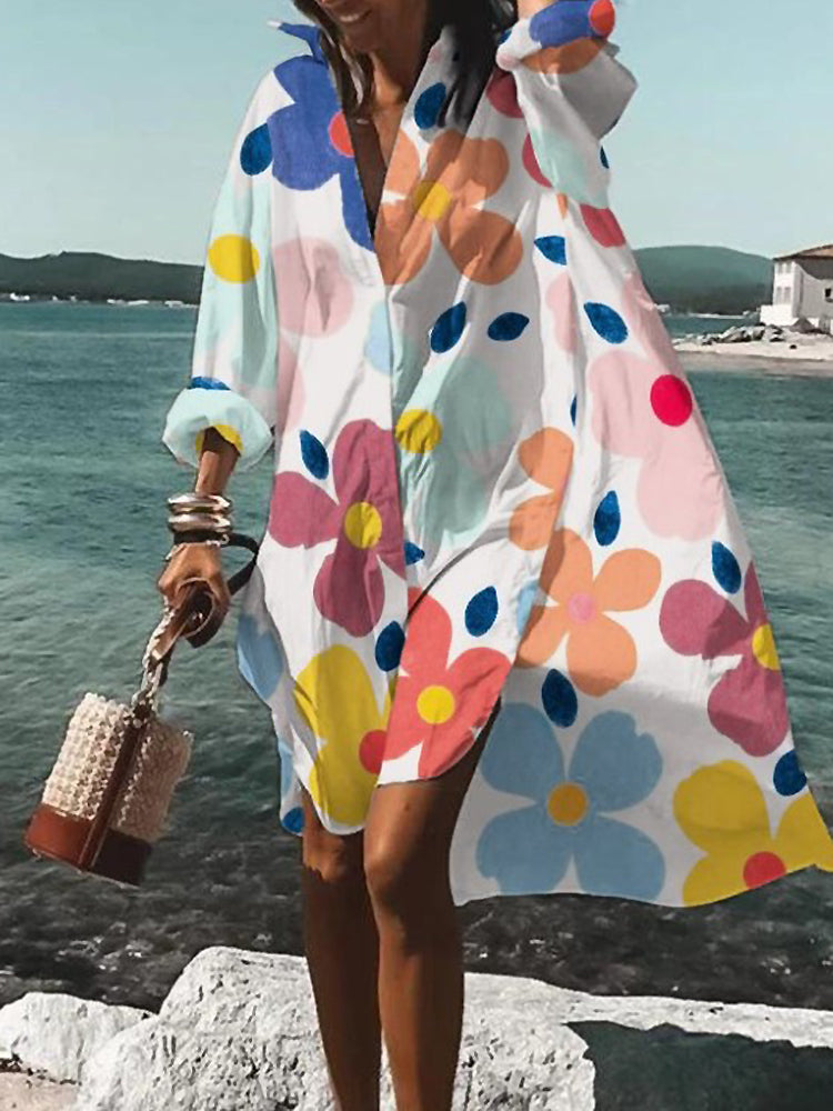 Casual Sunny Midi Dress Shirt