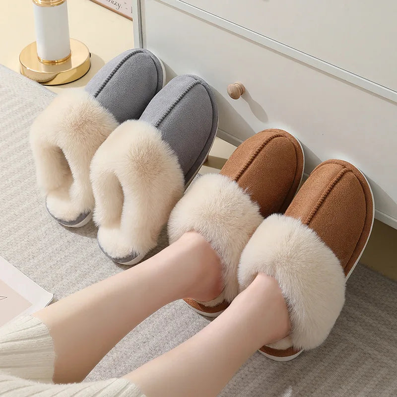 Women's Plush Indoor Slippers Soft Lining Warm Beige