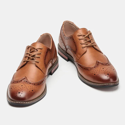 Men's Leather Oxford Shoes Lace Up Wingtip Brogue