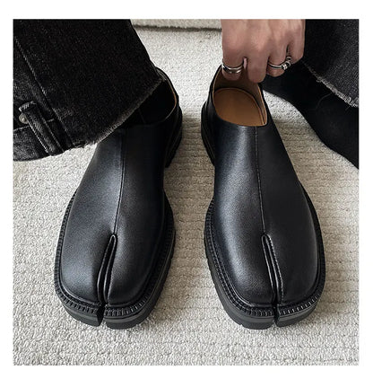 Men's Leather Tabi Loafers Black - VibreMode