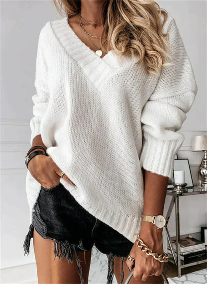 Women's Soft V-Neck Knit Sweater