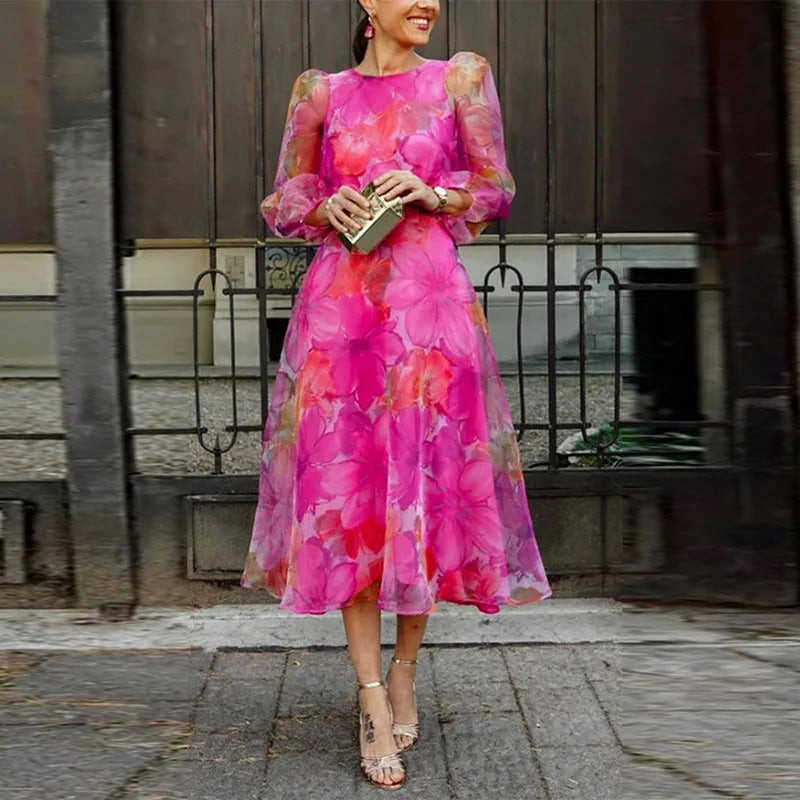 Pretty Floral Midi Sundress for Women - VibreMode
