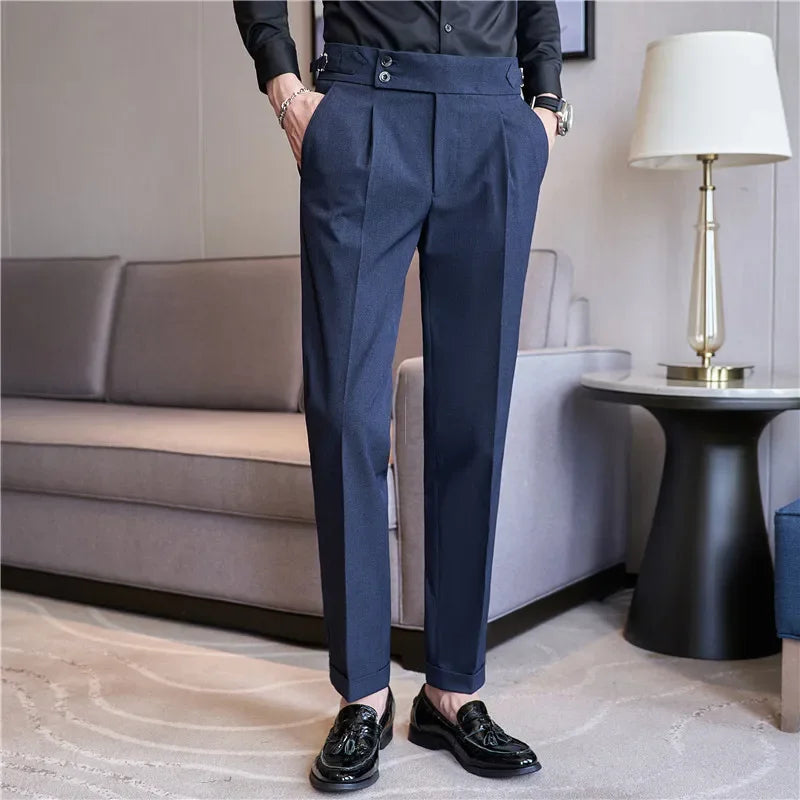 Men's Double Pleat High Waist Trousers
