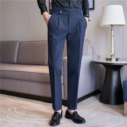 Men's Double Pleat High Waist Trousers