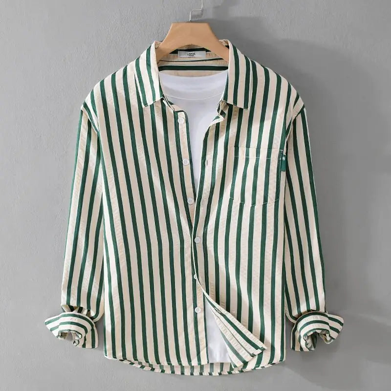 Niels Men's Striped Button Down Cotton Shirt - VibreMode