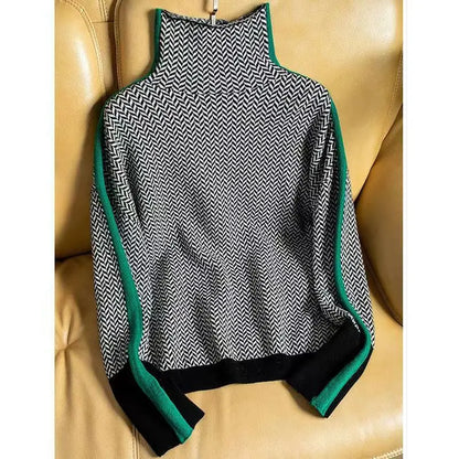 Women's Long Sleeve Sweater Contrasting Trim