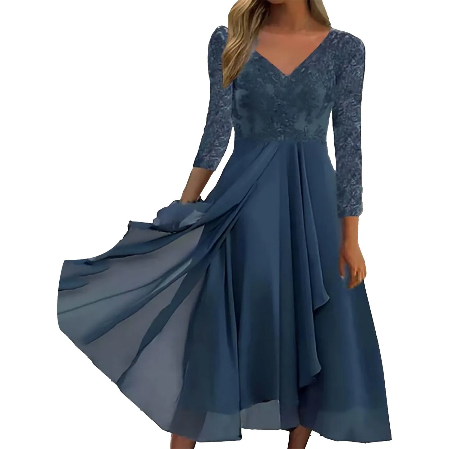 Women's Floral Lace Long Dress - VibreMode