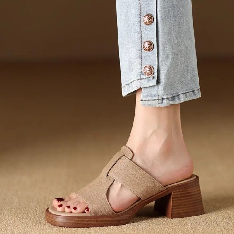 Genuine Brown Leather Flip Flops