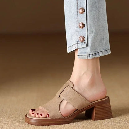 Genuine Brown Leather Flip Flops