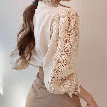 Elegant Lace Trim Women's Blouse
