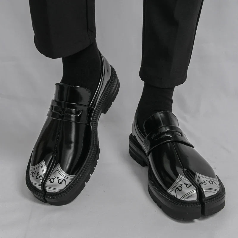 Obsidian Leather Tabi Loafers