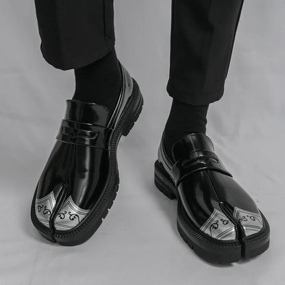 Obsidian Leather Tabi Loafers