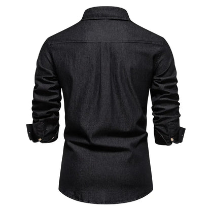 Men's Long Sleeve Button Front Shirt Cotton