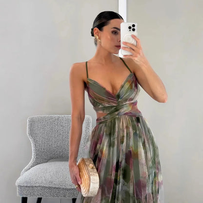 Women's Formal Floral Dress Sleeveless Cutout