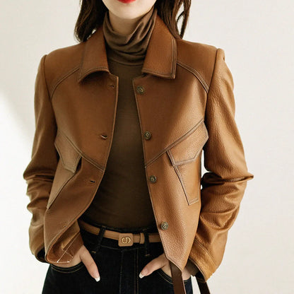 Vegan Synthetic Leather Coat - VibreMode