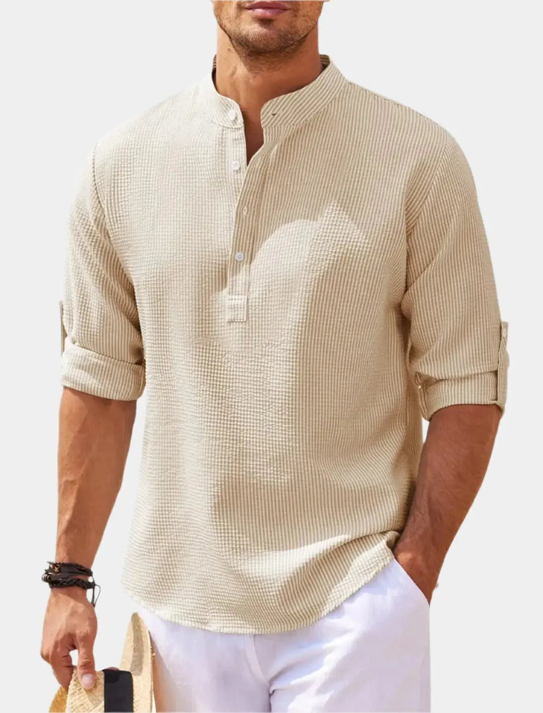 Men's Short Sleeve Stand Collar Shirt