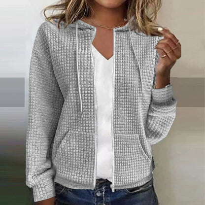 Women's Quilted Hooded Jacket Zip Front Regular Fit