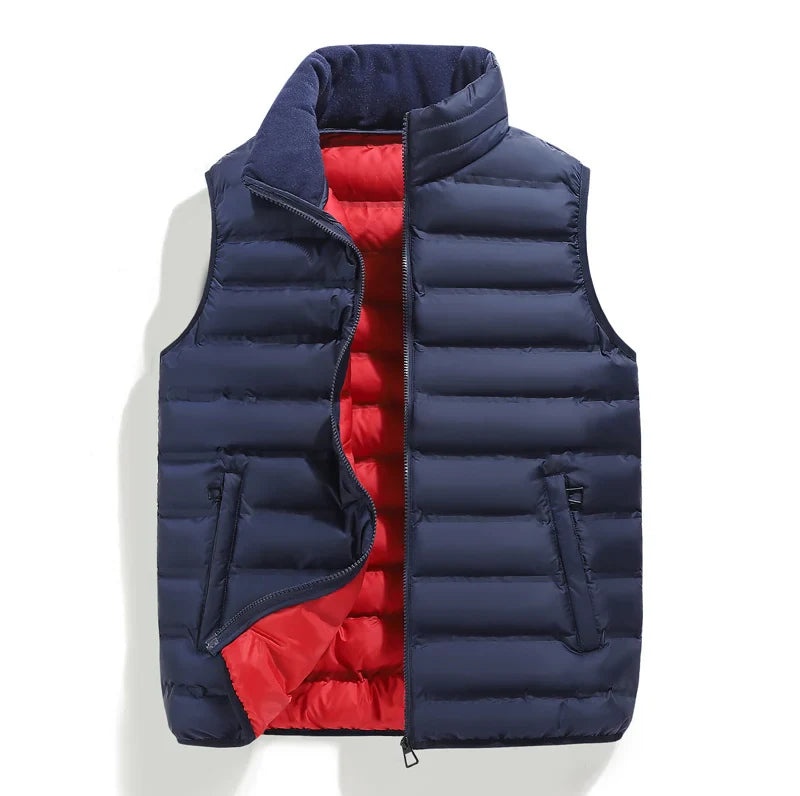Men's Down Vest Sleeveless Zipper Padded Windproof Black