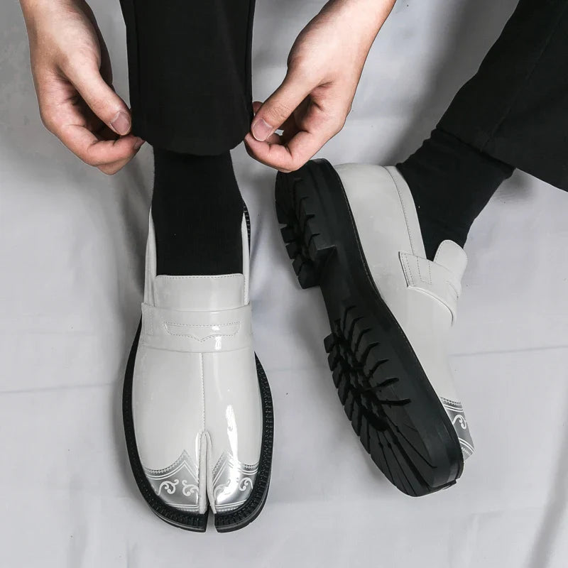 Obsidian Leather Tabi Loafers