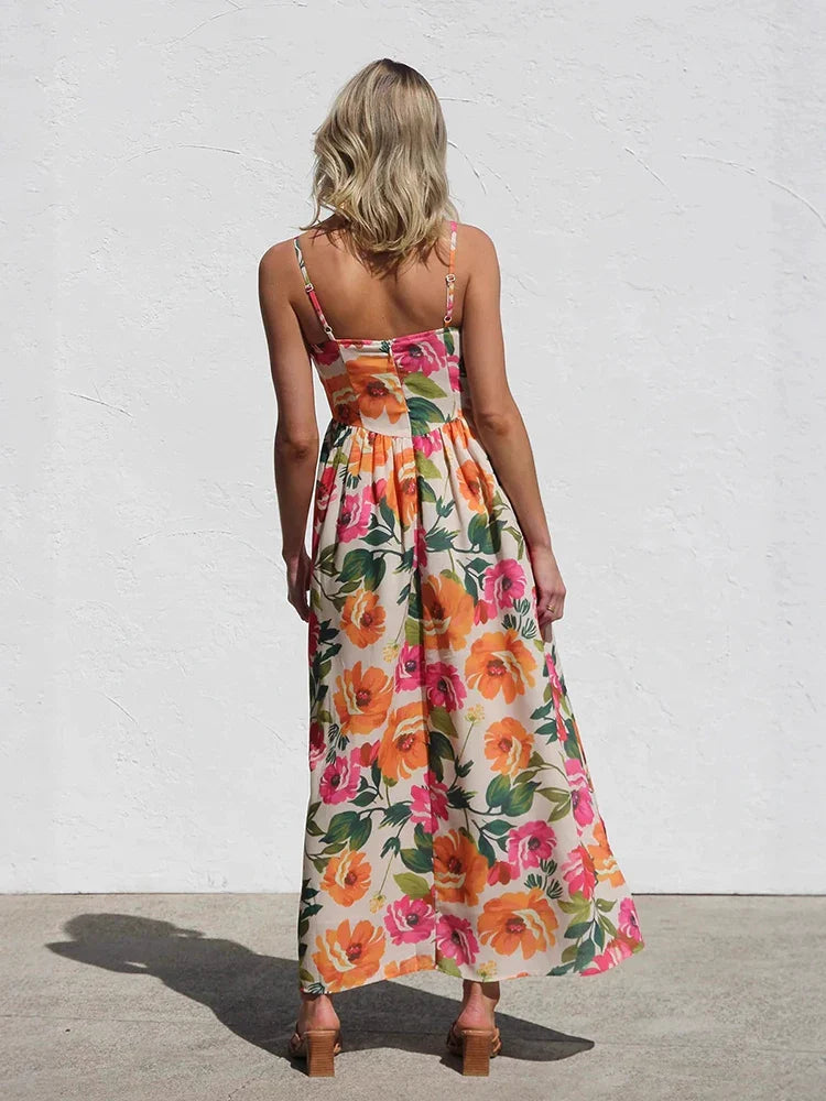 Elegant Floral Off Shoulder Maxi Dress