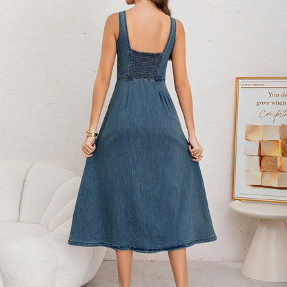 Women's Sleeveless Midi Jean Dress