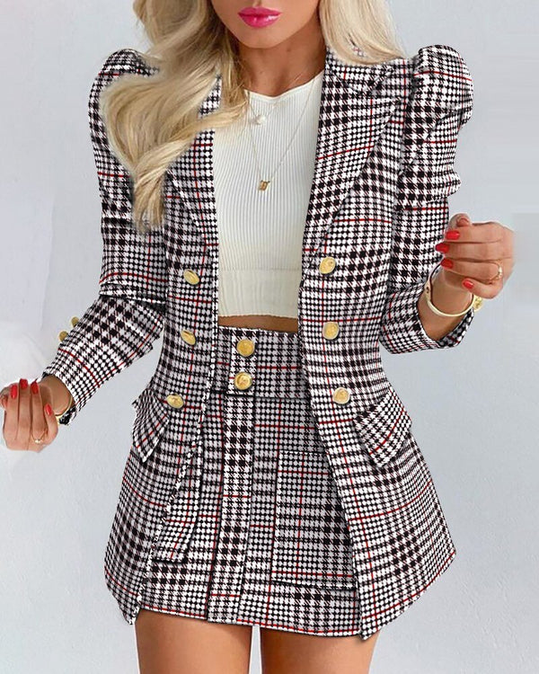 Chic Women's Suit Jacket and Skirt Set